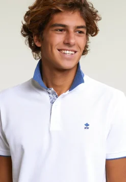 Fashion River Woods Custom fit fancy katoenen polo wit -