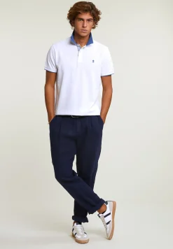 Fashion River Woods Custom fit fancy katoenen polo wit -