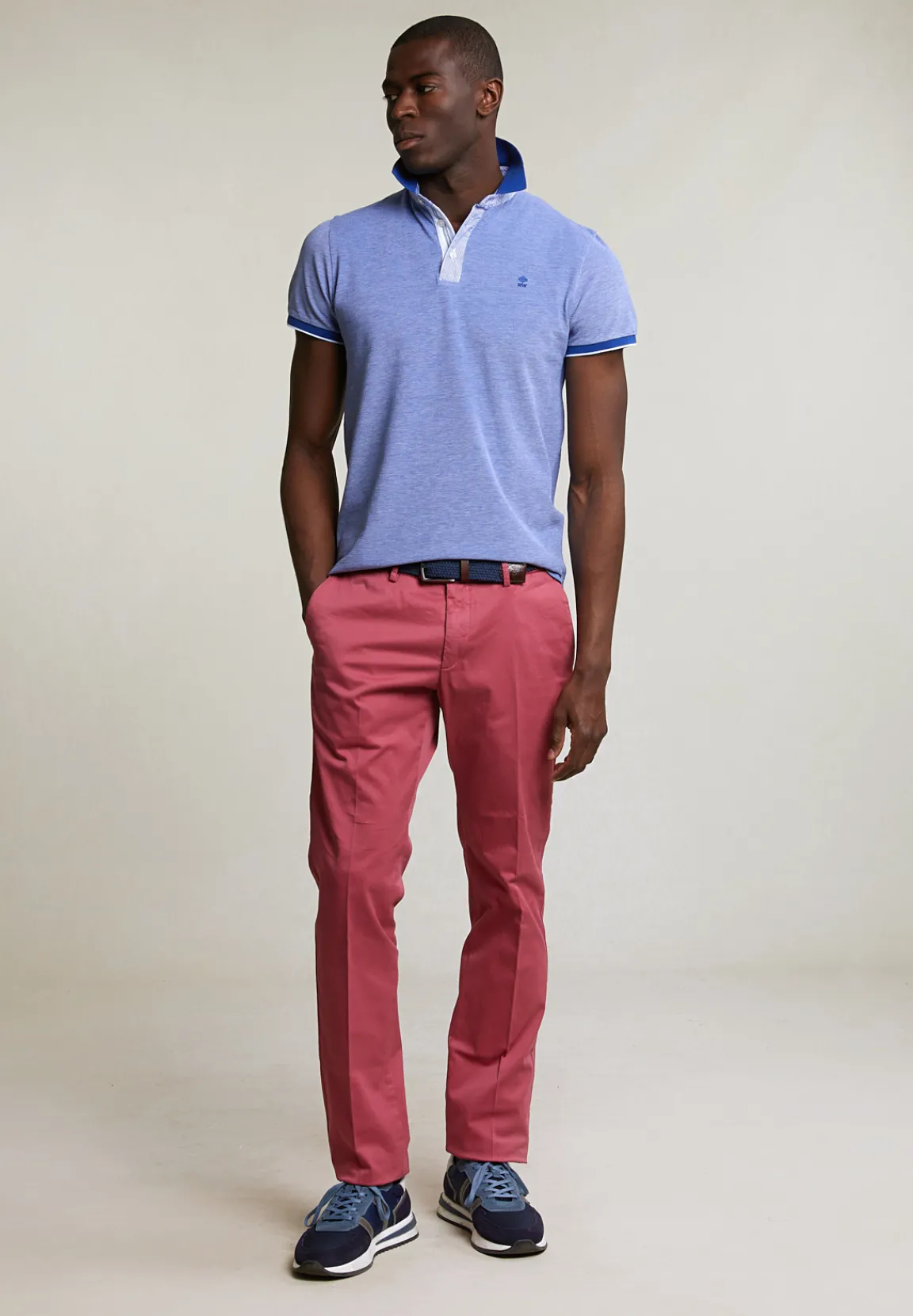 Discount River Woods Custom fit fancy katoenen polo yale blue -