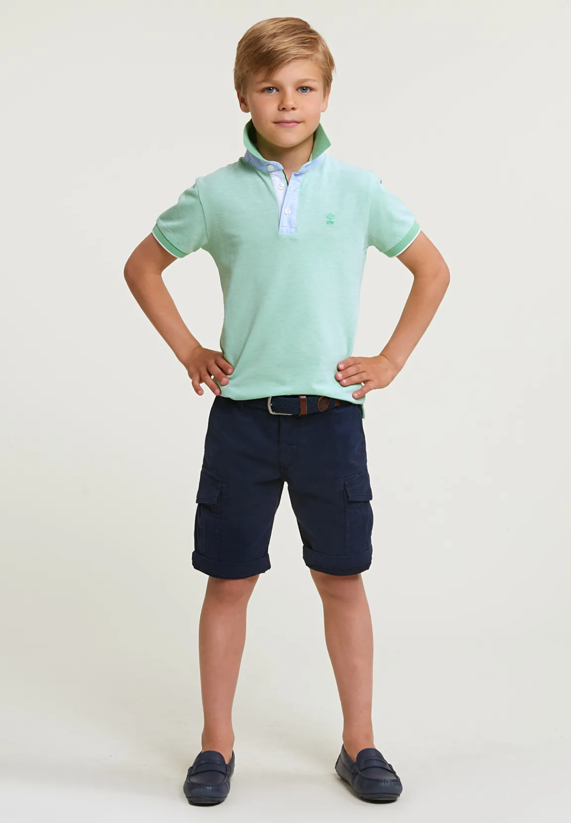 New River Woods Custom fit fancy katoenen polo korte mouwen dark lime mix -