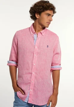 Fashion River Woods Custom fit fancy linnen hemd roze -