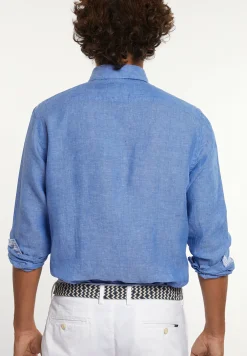 Discount River Woods Custom fit fancy linnen hemd blauw -
