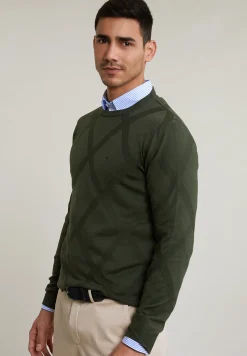Sale River Woods Custom fit fancy pima katoen trui forest -