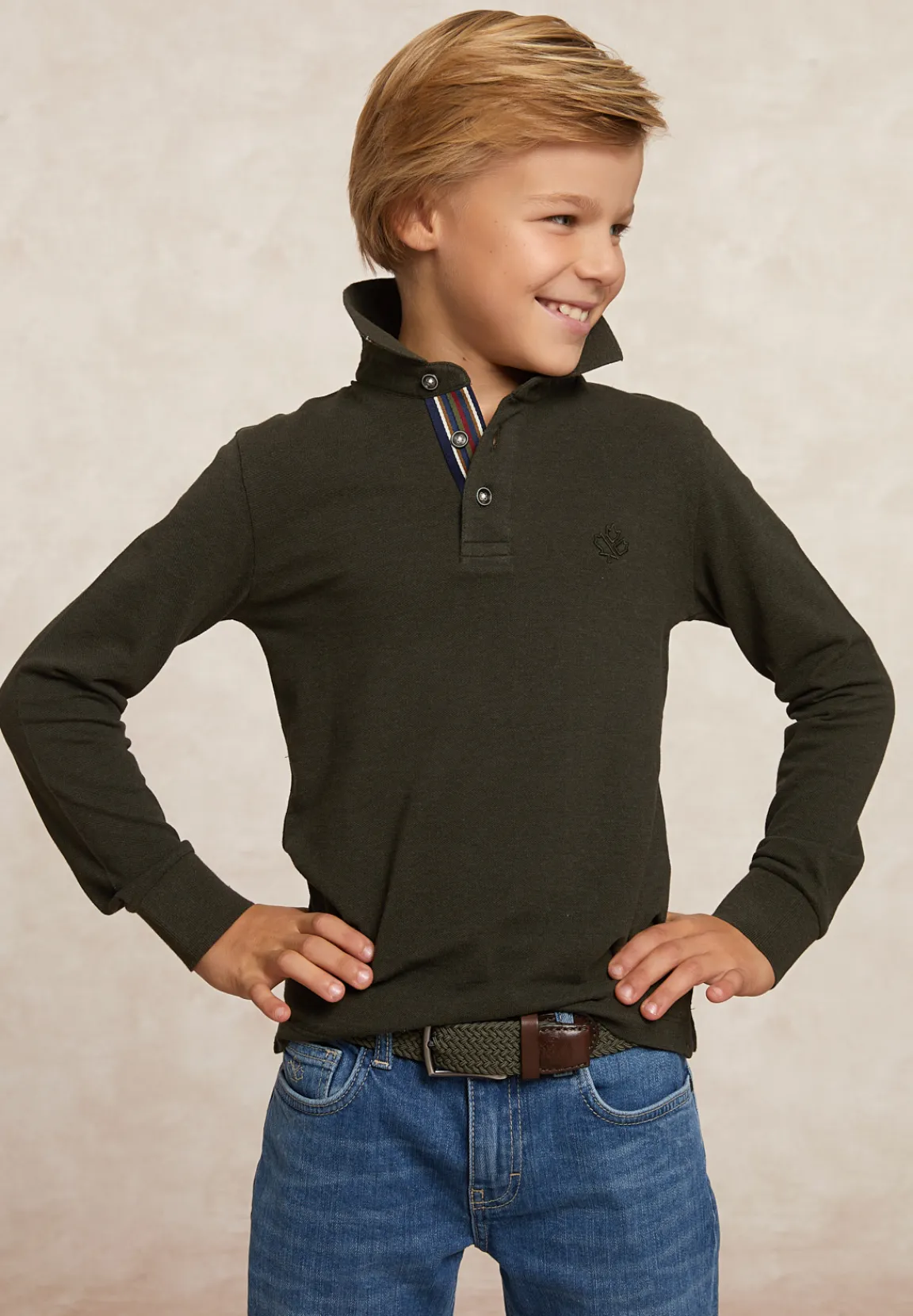 Best River Woods Custom fit fancy pique polo olijfgroen -