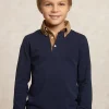 Discount River Woods Custom fit fancy pique polo blauw/bruin -