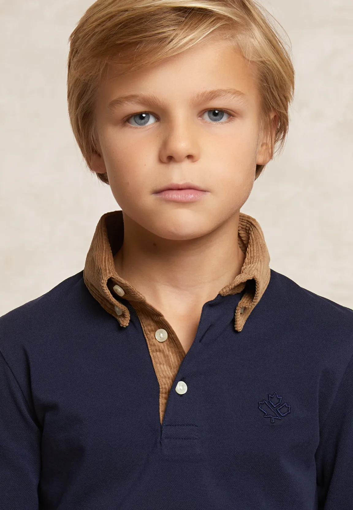 Discount River Woods Custom fit fancy pique polo blauw/bruin -