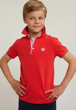 Outlet River Woods Custom fit fancy polo korte mouwen stanford red -