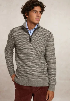 Online River Woods Custom fit fancy wol-kasjmier trui opstaande kraag straw mix -