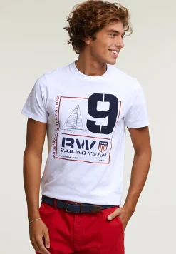 Sale River Woods Custom fit fantasie T-shirt korte mouwen wit -