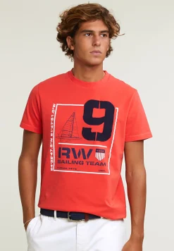 Outlet River Woods Custom fit fantasie T-shirt korte mouwen cornell red -