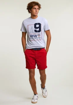 Discount River Woods Custom fit fantasie T-shirt korte mouwen oyster mix -