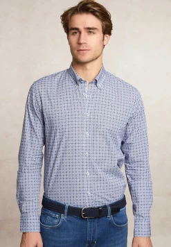 New River Woods Custom fit fantasiehemd blauw/wit -