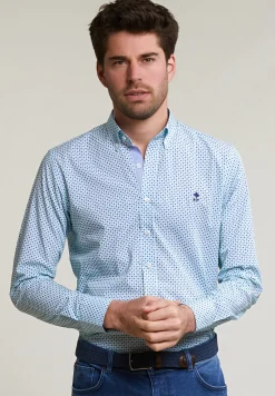 Online River Woods Custom fit fantasiehemd blauw/groen -