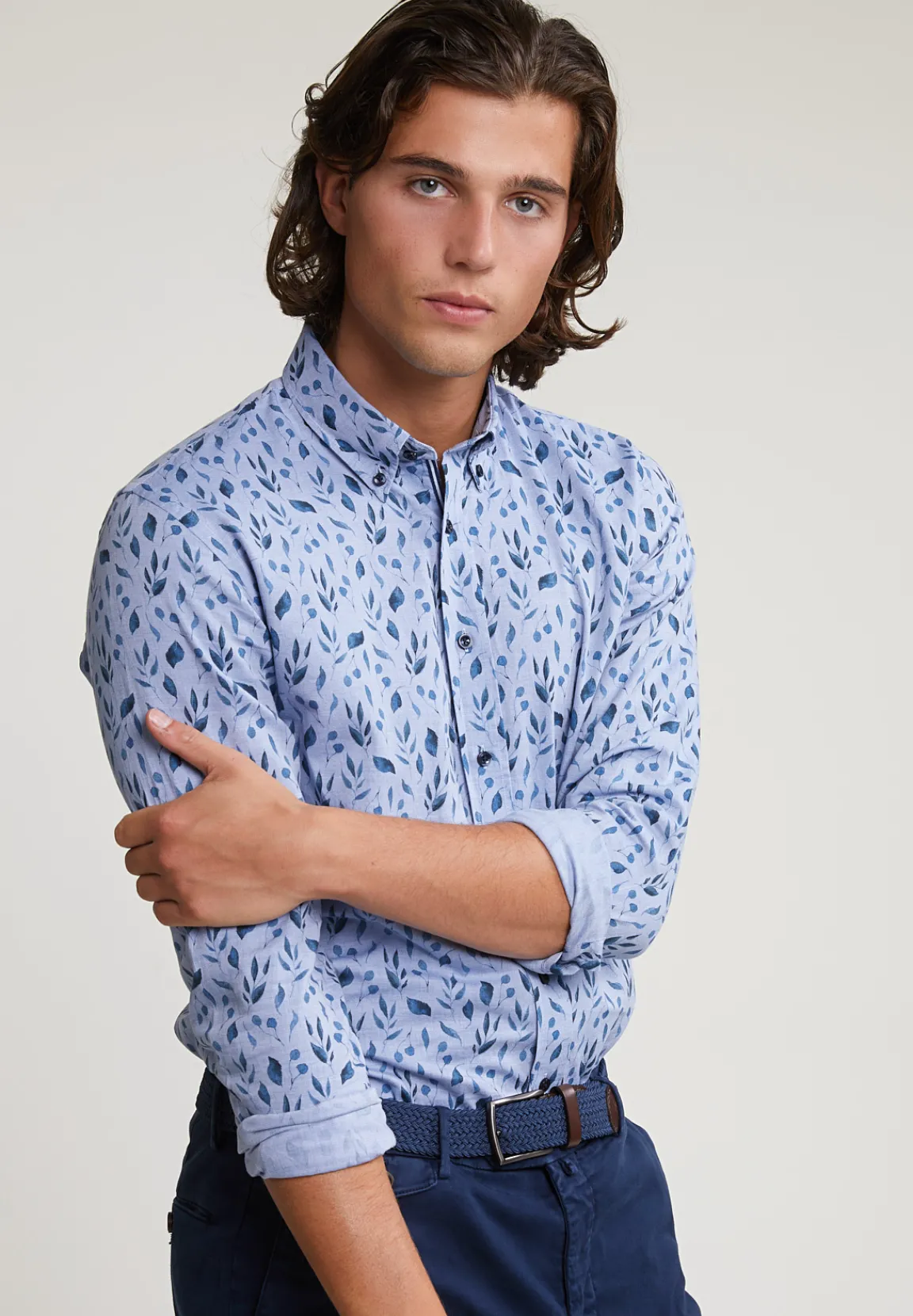 Outlet River Woods Custom fit fantasiehemd blauw -