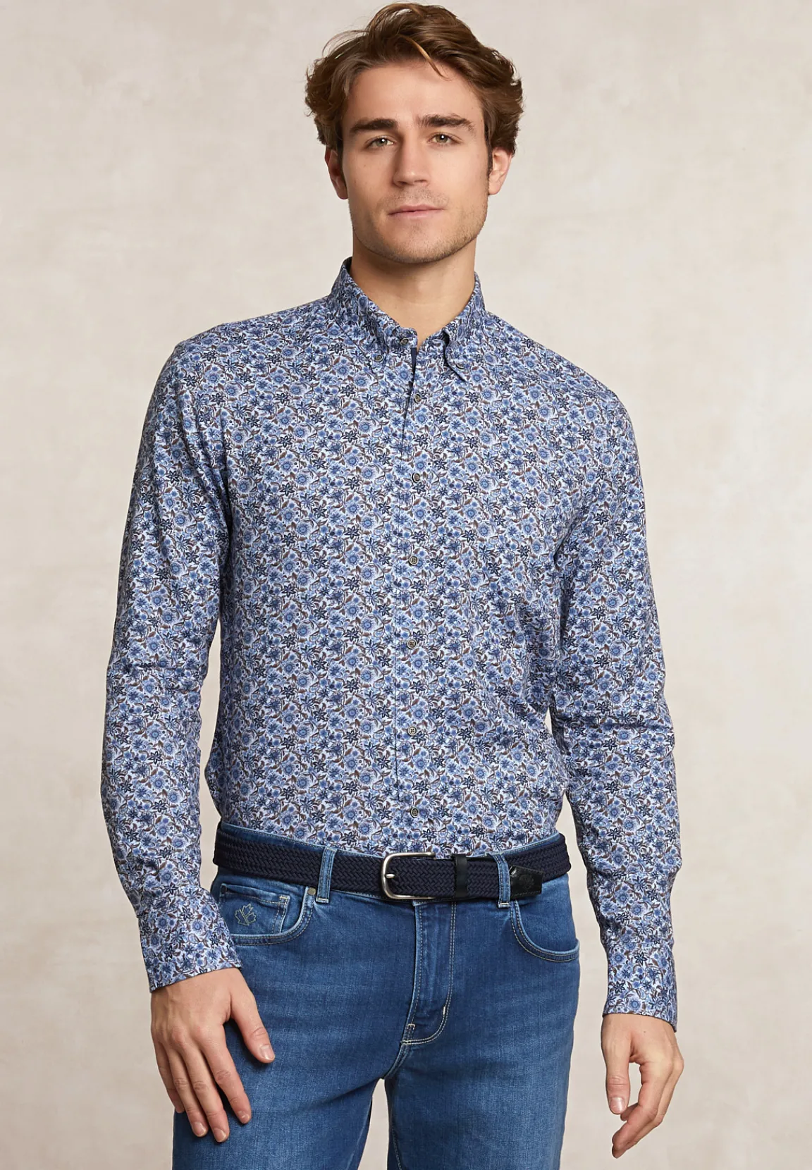 New River Woods Custom fit fantasiehemd bruin/blauw -