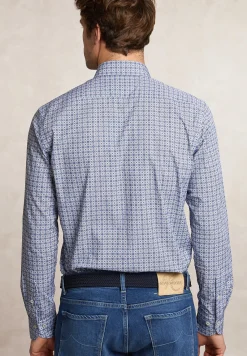 New River Woods Custom fit fantasiehemd blauw/wit -