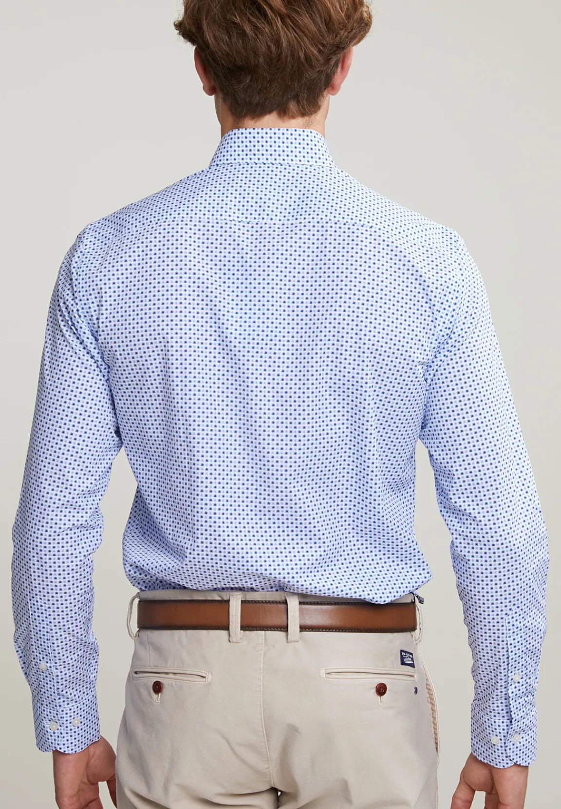 New River Woods Custom fit fantasiehemd blauw/wit -