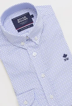 New River Woods Custom fit fantasiehemd blauw/wit -