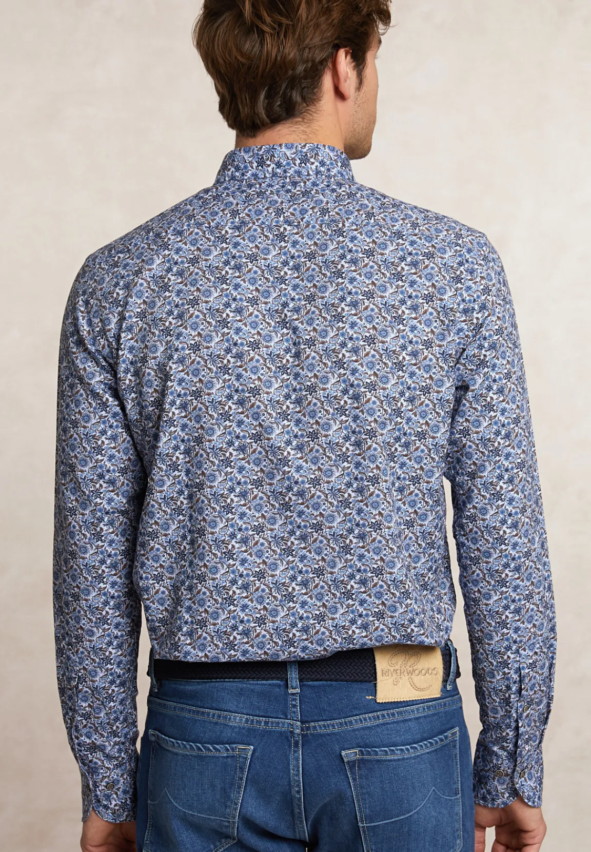 New River Woods Custom fit fantasiehemd bruin/blauw -