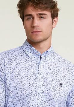 Outlet River Woods Custom fit fantasiehemd blauw/wit -
