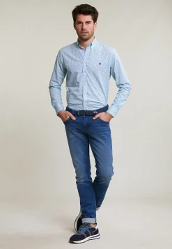 Online River Woods Custom fit fantasiehemd blauw/groen -