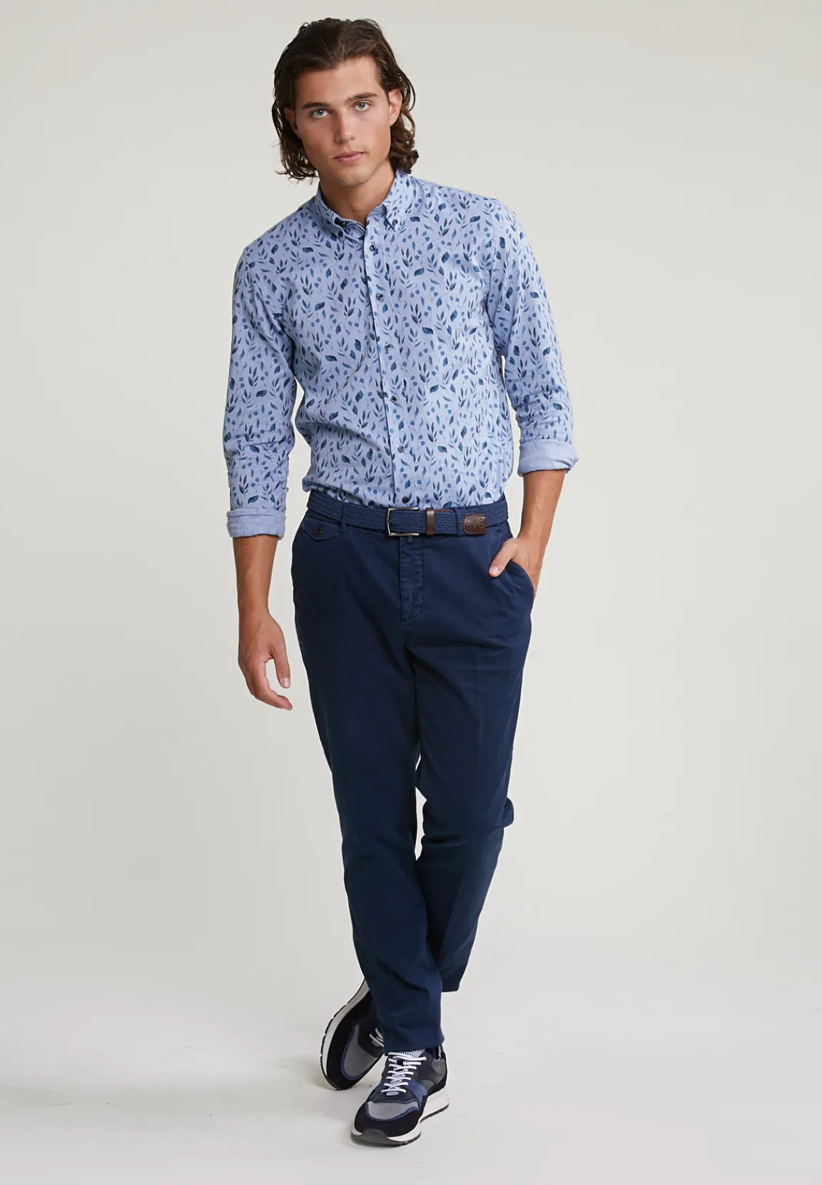 Outlet River Woods Custom fit fantasiehemd blauw -