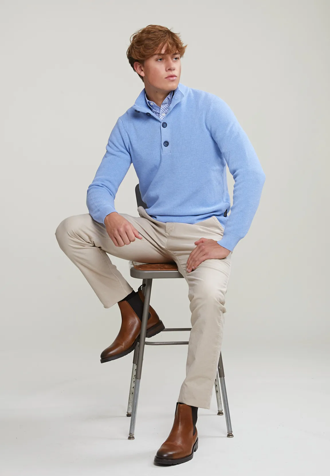 New River Woods Custom fit fantasiehemd blauw/wit -