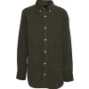 New River Woods Custom fit fluwelen Wallstreethemd in groen -