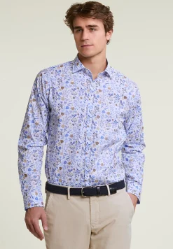 Hot River Woods Custom fit gebloemd hemd blauw/beige -