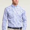 Sale River Woods Custom fit gebloemd hemd blauw/wit -