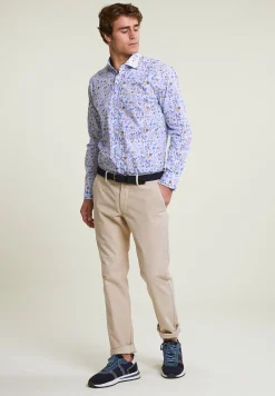 Hot River Woods Custom fit gebloemd hemd blauw/beige -