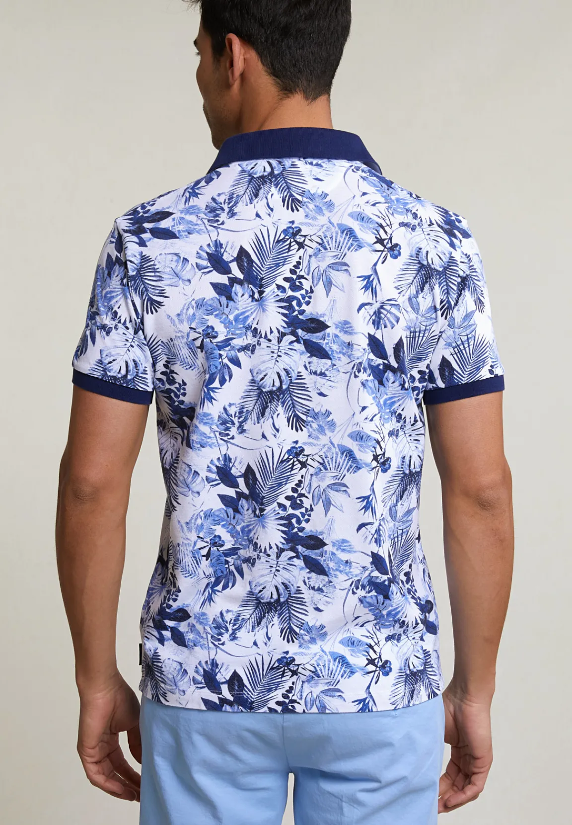 Discount River Woods Custom fit gebloemde katoenen polo écru -