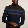 Best River Woods Custom fit geribde wol-kasjmier rolkraagtrui navy/ganache -