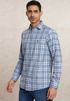 Hot River Woods Custom fit geruit flanellen hemd blauw/wit -