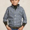 New River Woods Custom fit geruit flanellen hemd kaki/blauw -