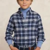 New River Woods Custom fit geruit flanellen hemd blauw/grijs -