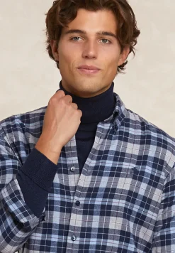 Discount River Woods Custom fit geruit flanellen hemd blauw/grijs -