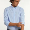New River Woods Custom fit geruit hemd blauw/wit -