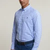 New River Woods Custom fit geruit hemd blauw/wit -