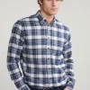 New River Woods Custom fit geruit hemd blauw/beige -