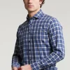 Discount River Woods Custom fit geruit hemd blauw/wit -