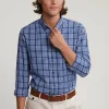 Discount River Woods Custom fit geruit hemd blauw/wit -