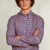 Outlet River Woods Custom fit geruit hemd blauw/roze -