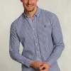 Outlet River Woods Custom fit geruit hemd blauw/wit -