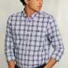 Outlet River Woods Custom fit geruit hemd blauw/wit -