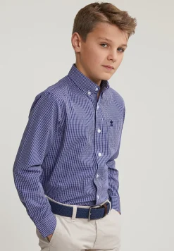 Online River Woods Custom fit geruit hemd blauw/wit -