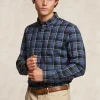 Outlet River Woods Custom fit geruit hemd blauw/grijs -