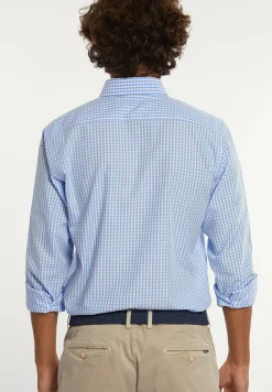 New River Woods Custom fit geruit hemd blauw/wit -