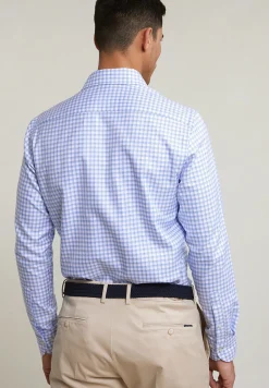 Hot River Woods Custom fit geruit hemd blauw/wit -