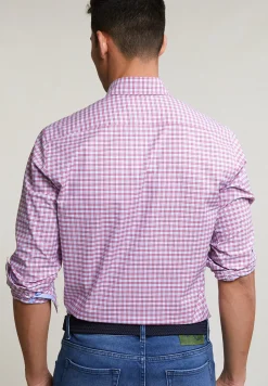 Sale River Woods Custom fit geruit hemd blauw en rood -
